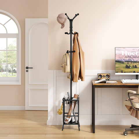 Hoctieon hat and bag organizer stand keeps accessories neat.