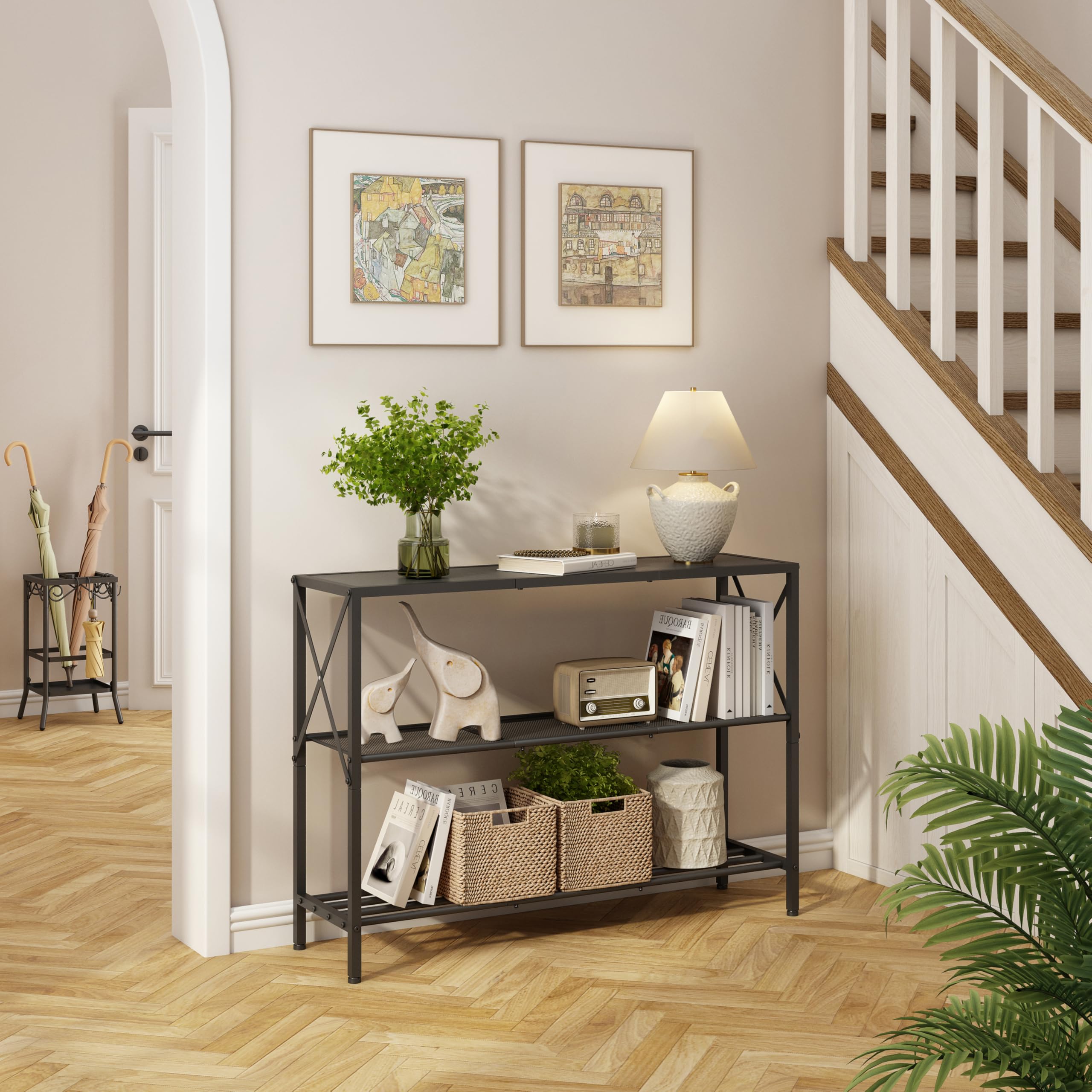 Hoctieon tabletop wood grain finish enhances rustic-modern aesthetics.