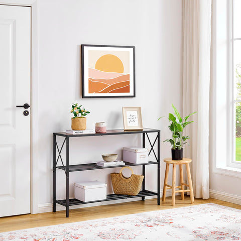 Hoctieon entryway setup demonstrating space saving with adjustable legs.