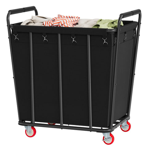 Hoctieon 400L laundry cart side view with wheels for easy room-to-room transport.