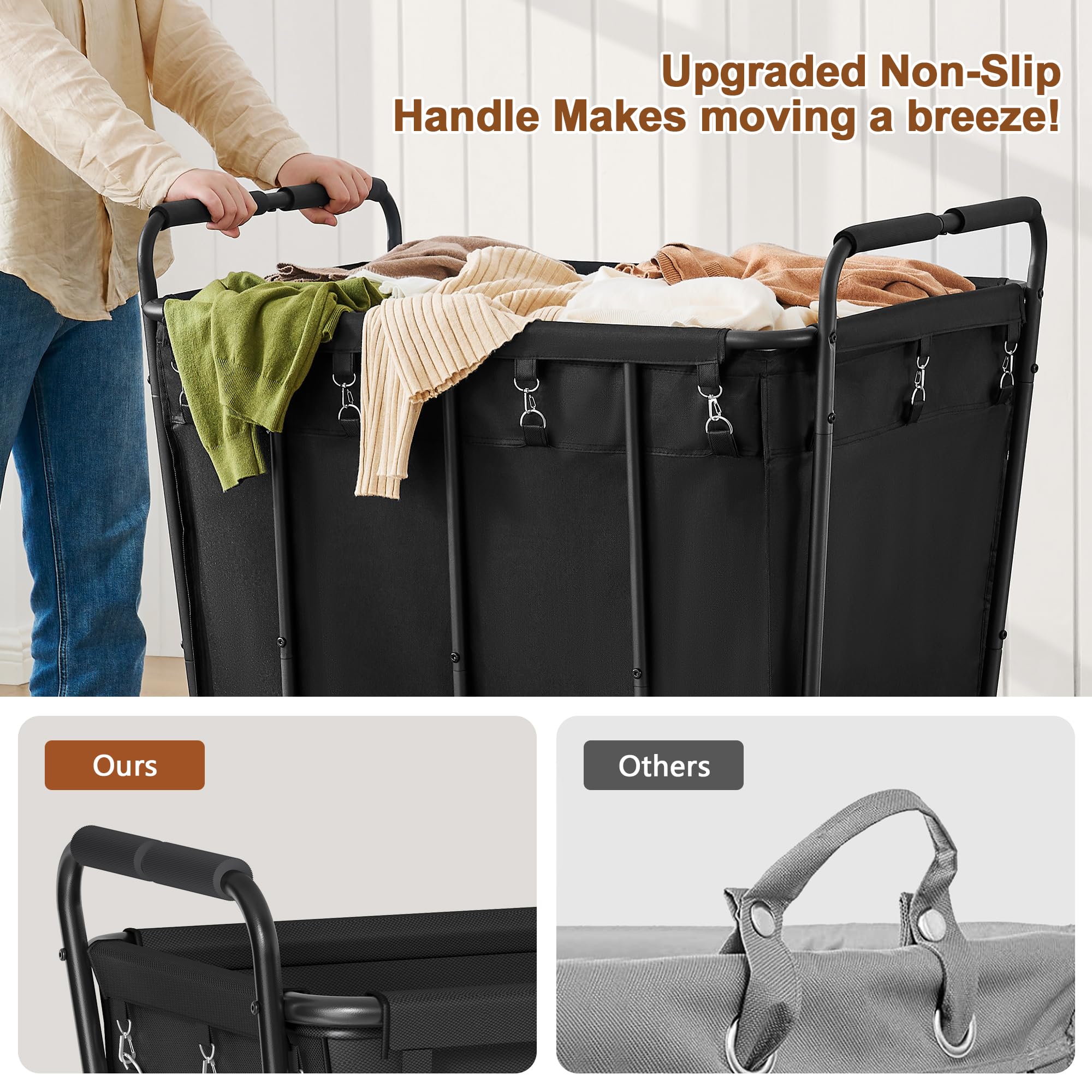 Hoctieon dual non-slip handles provide comfortable pushing and pulling.