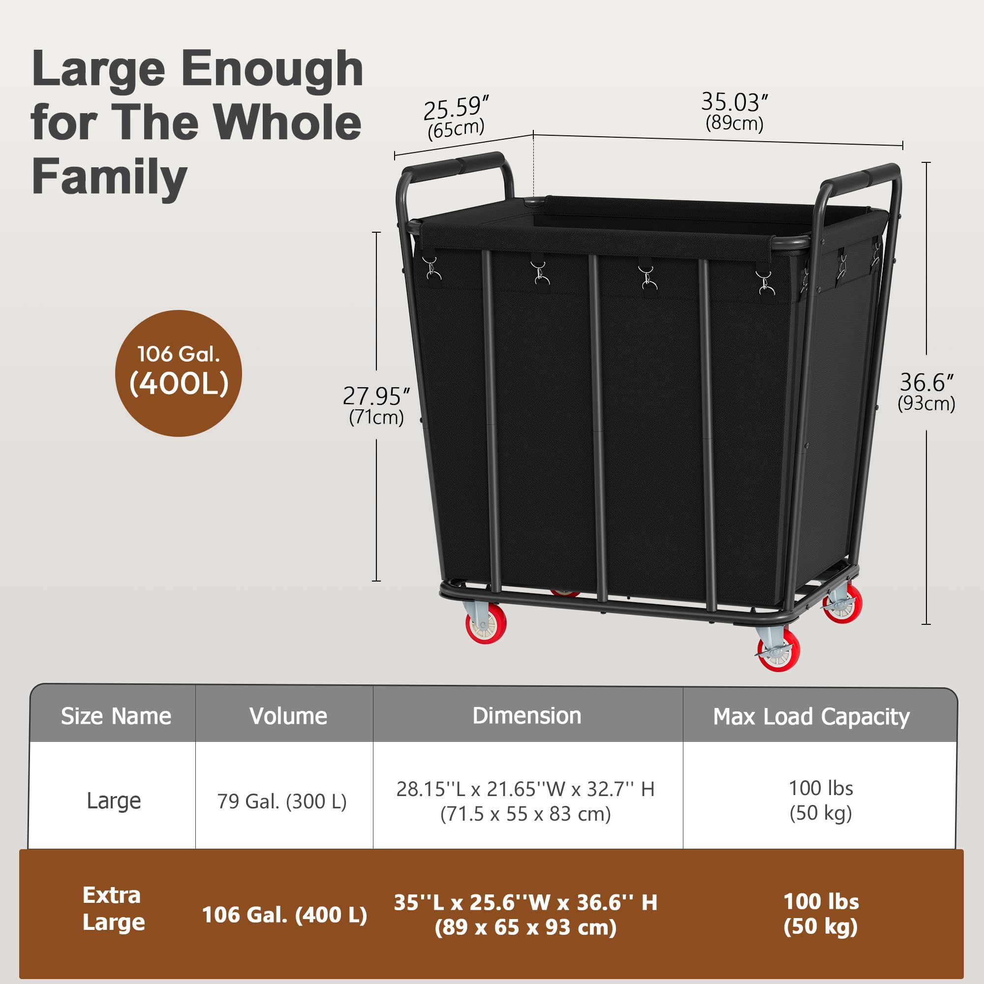Hoctieon large capacity cart in a laundry room setting highlights organization.