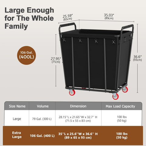 Hoctieon large capacity cart in a laundry room setting highlights organization.