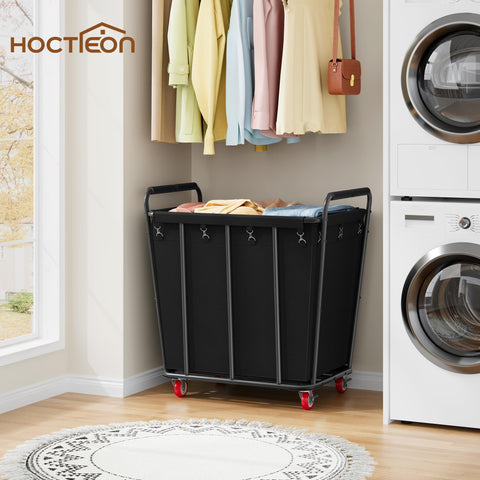 Hoctieon laundry cart rolling wheels close-up showing smooth 360-degree movement.