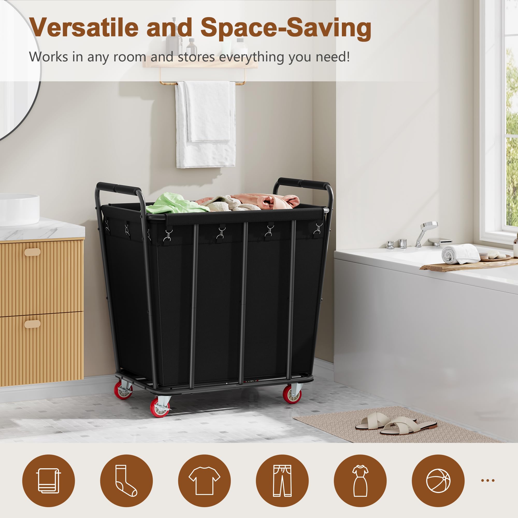 Hoctieon steel frame and reinforced lining for long-lasting organization.