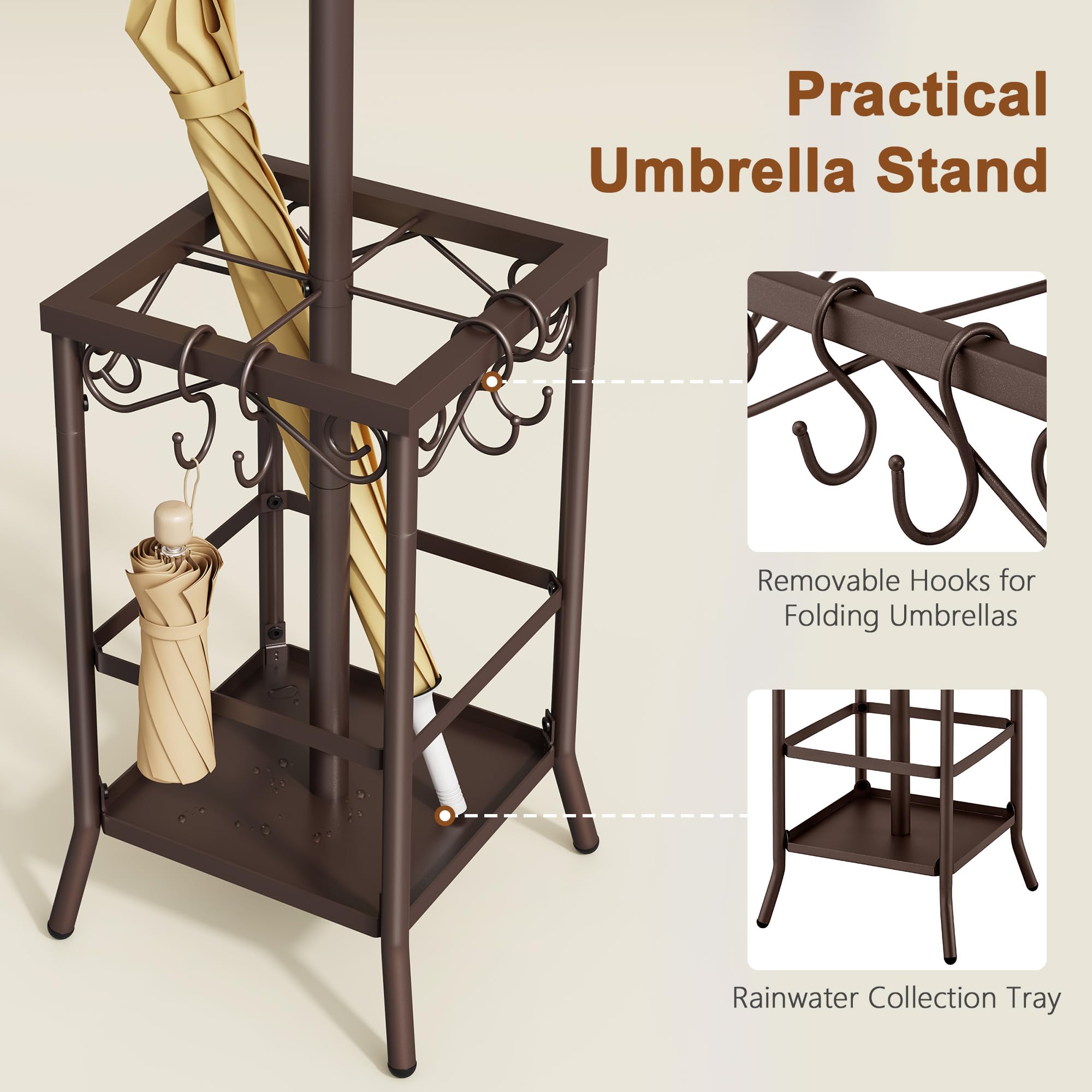 Hoctieon metal coat rack stands sturdy with rust-resistant coating