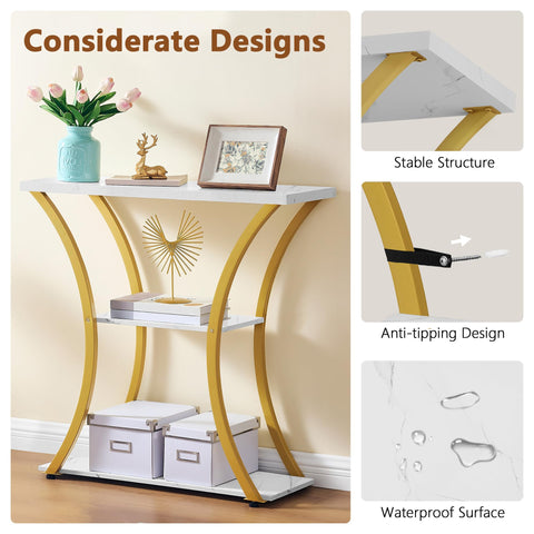 Hoctieon middle shelf supports up to 70 pounds for storage.
