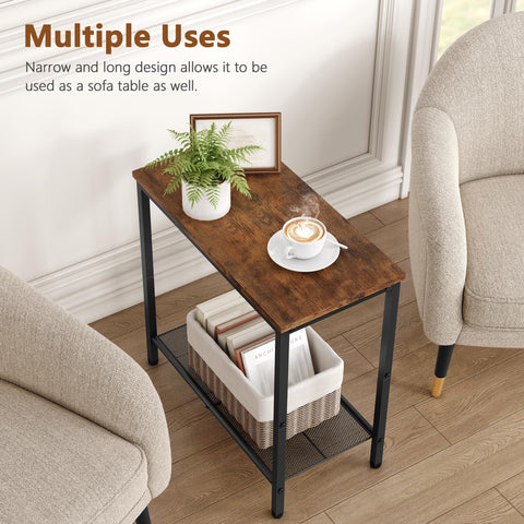 Hoctieon nightstand for small spaces pairs metal frame with wood.