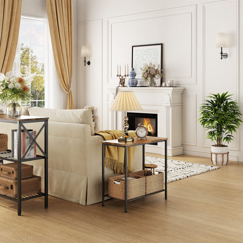 Hoctieon rustic end table complements traditional and modern interiors.