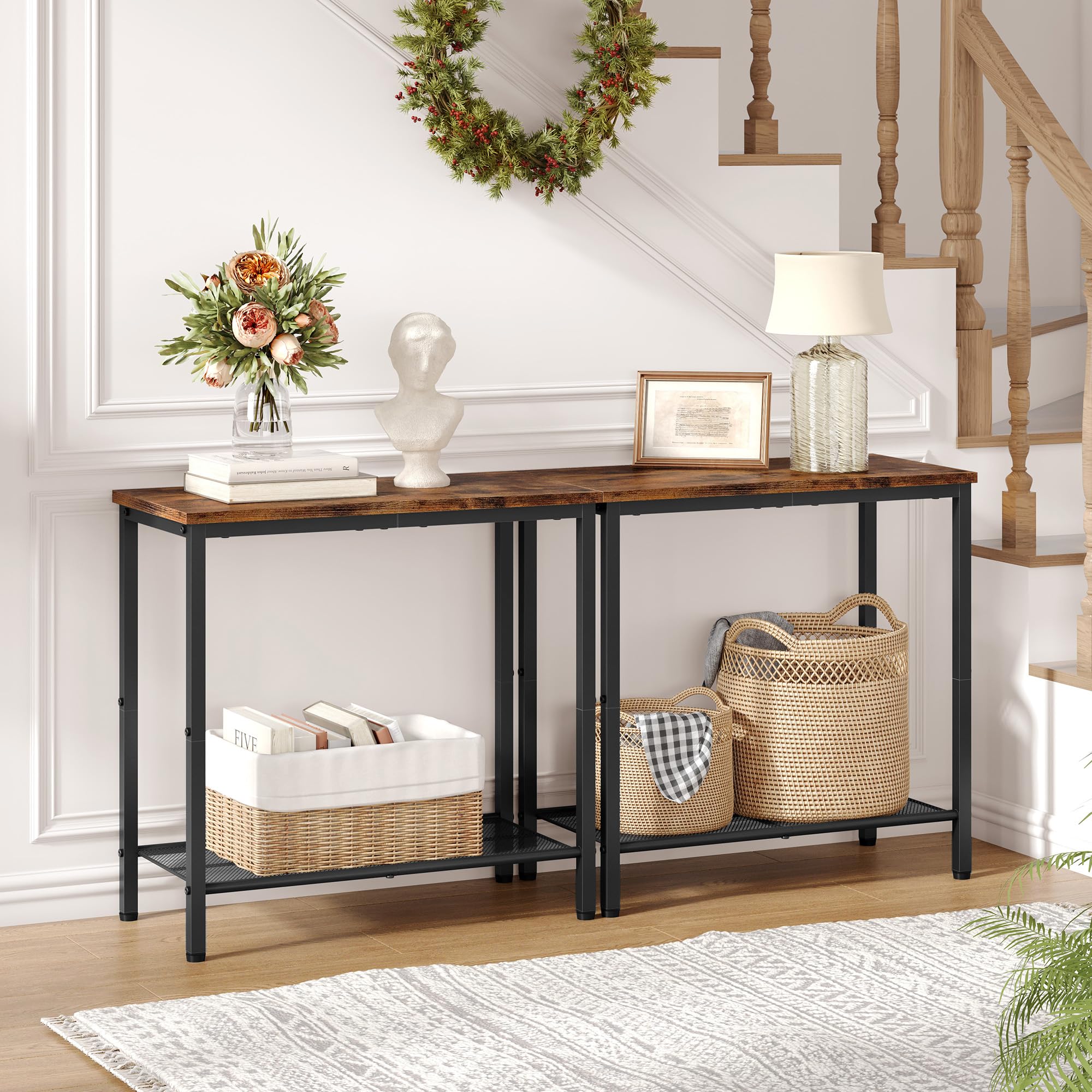Hoctieon sofa side table with open shelf for quick-access items.