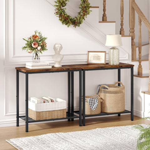 Hoctieon sofa side table with open shelf for quick-access items.