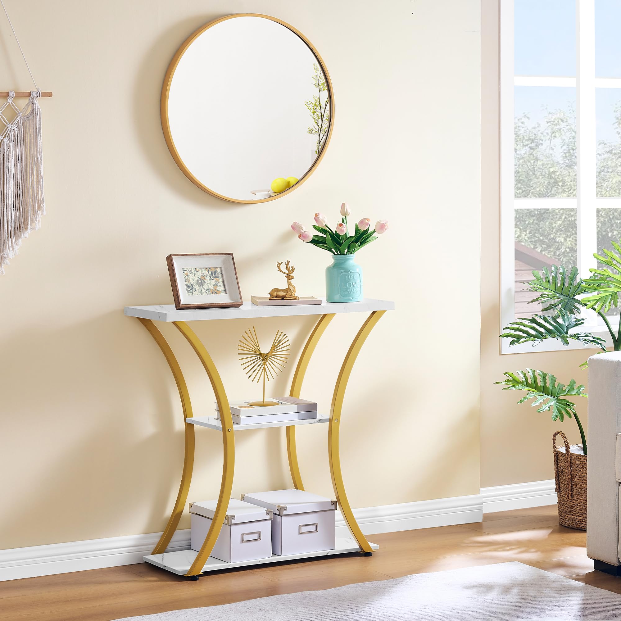 Hoctieon top shelf supports up to 110 pounds for sturdy display.