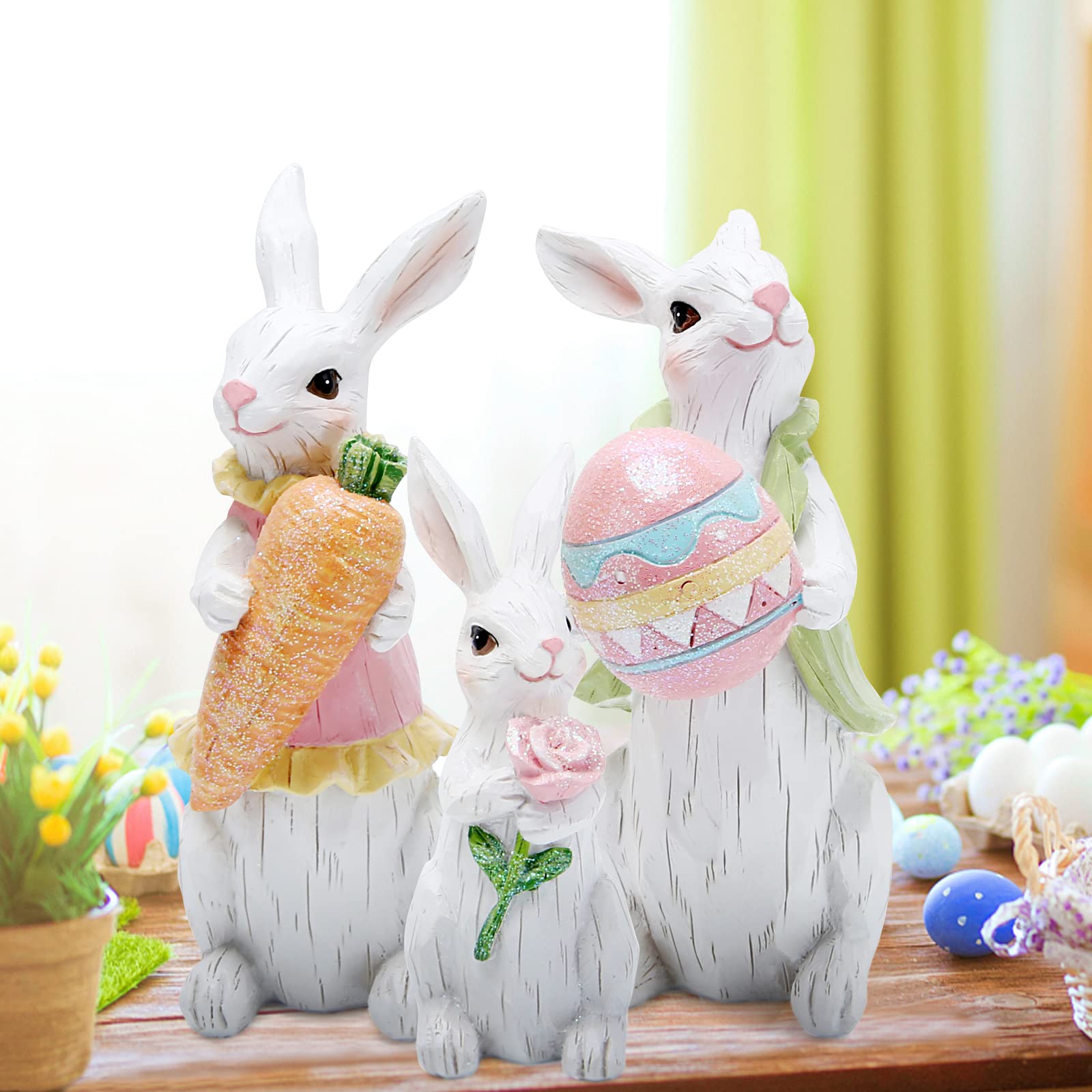 Hodao Easter bunny decor on shelves or mantels for warm interiors