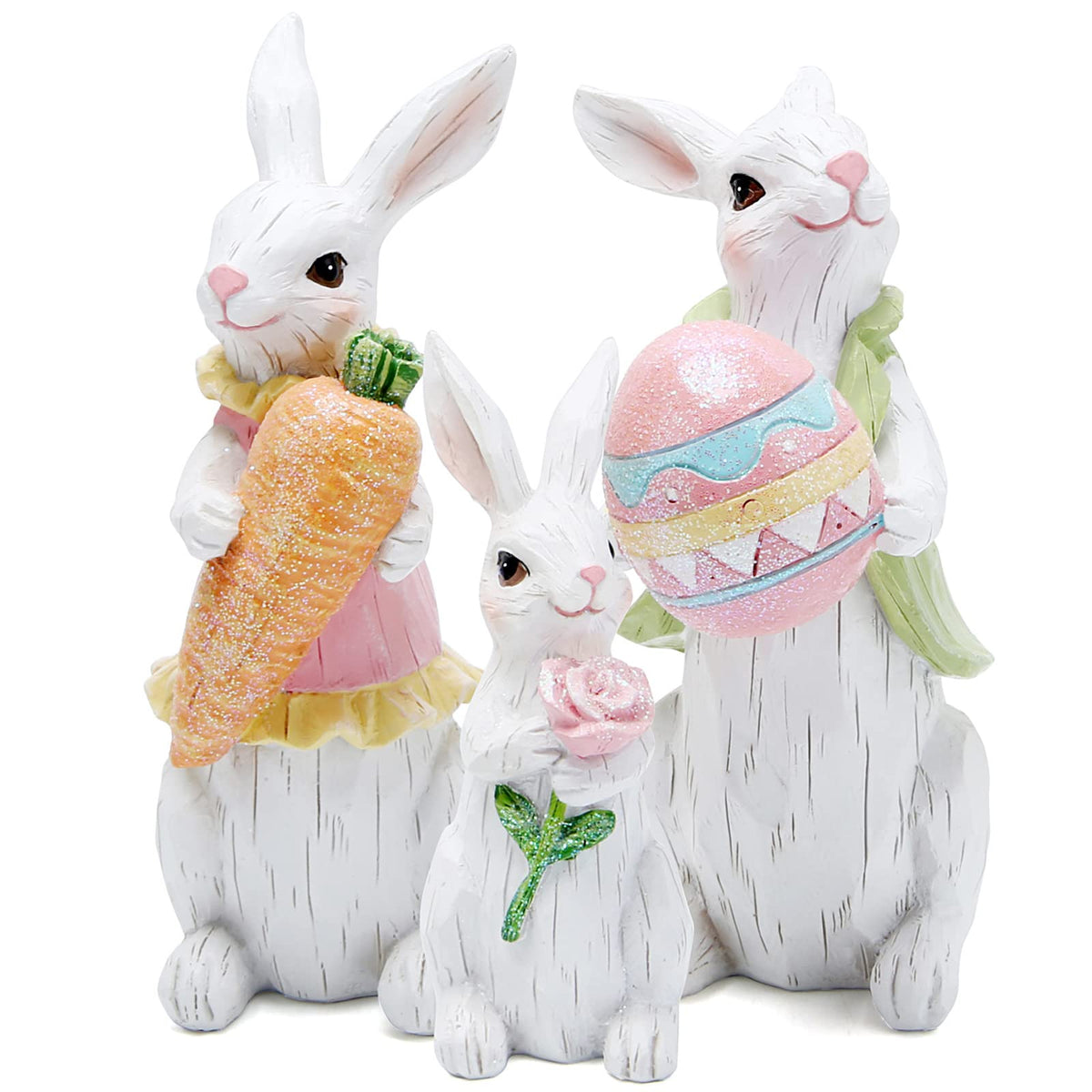 Hodao Easter bunny figurine with carrot adds festive spring charm to a living room