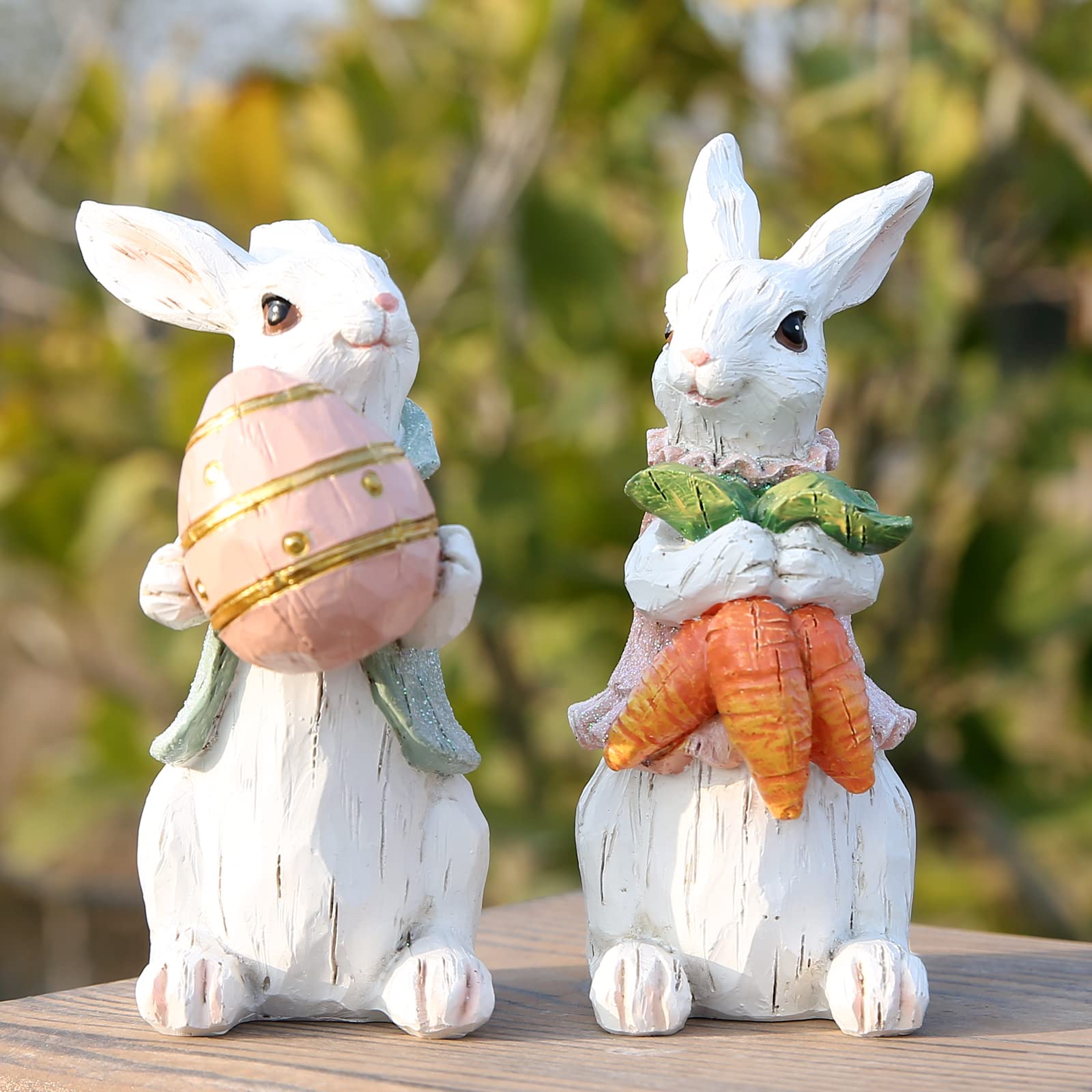 Hodao Easter bunny figurine white 2 on shelf enhances decor versatility.