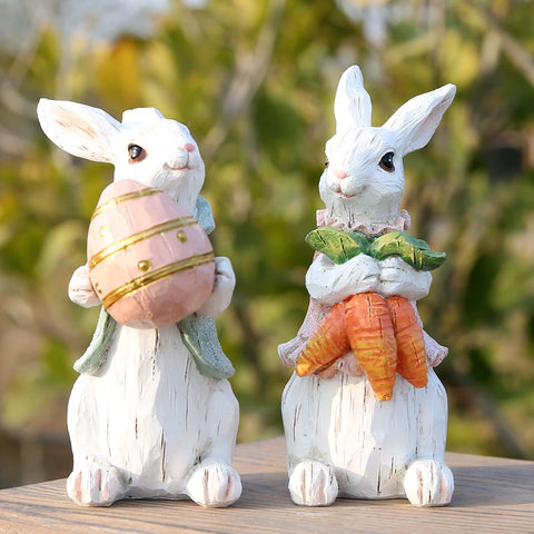 Hodao Easter bunny figurine white 2 on shelf enhances decor versatility.
