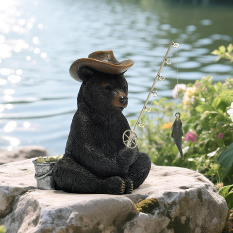 Hodao handmade resin bear decor adds natural texture.