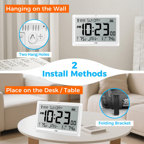 HODIK alarm and calendar assist daily routines with snooze function.