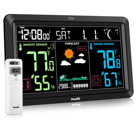 HODIK Weather Station display-front with a large, easy-to-read screen for quick checks.