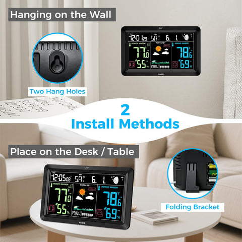 HODIK Weather Station weather-forecast-icons help plan outings with ahead-of-time hints.