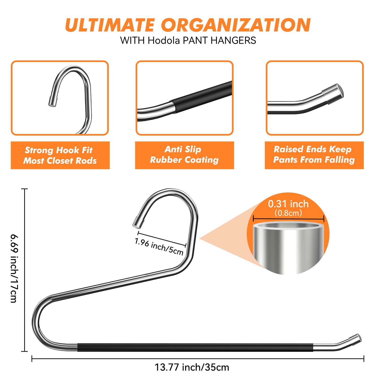 Hodola 30-pack pants hangers ideal for dorms and shared closets.