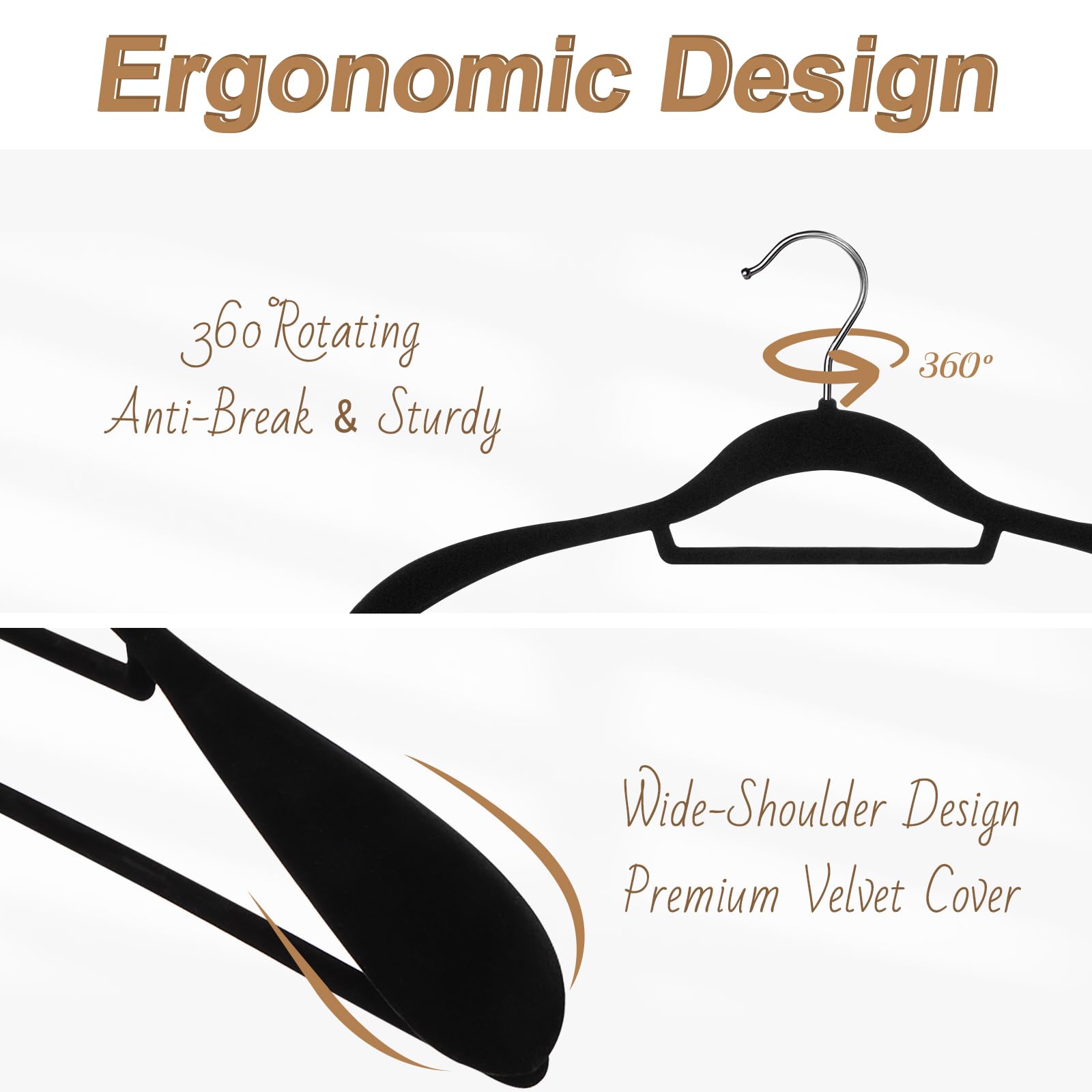 Hodola 360-degree rotating hook allows flexible access to garments.