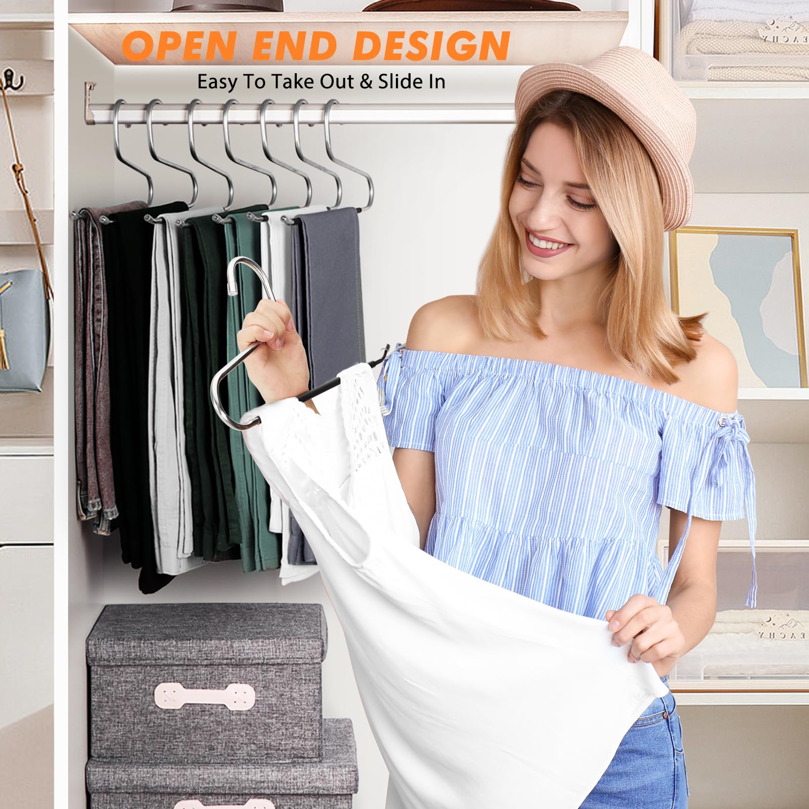 Hodola space-saving closet hangers reduce clutter and maximize shelf space.