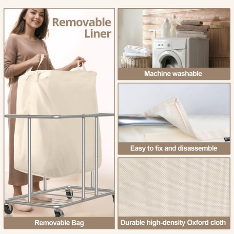 Removable machine-washable liner on Hodonas 230L hamper.