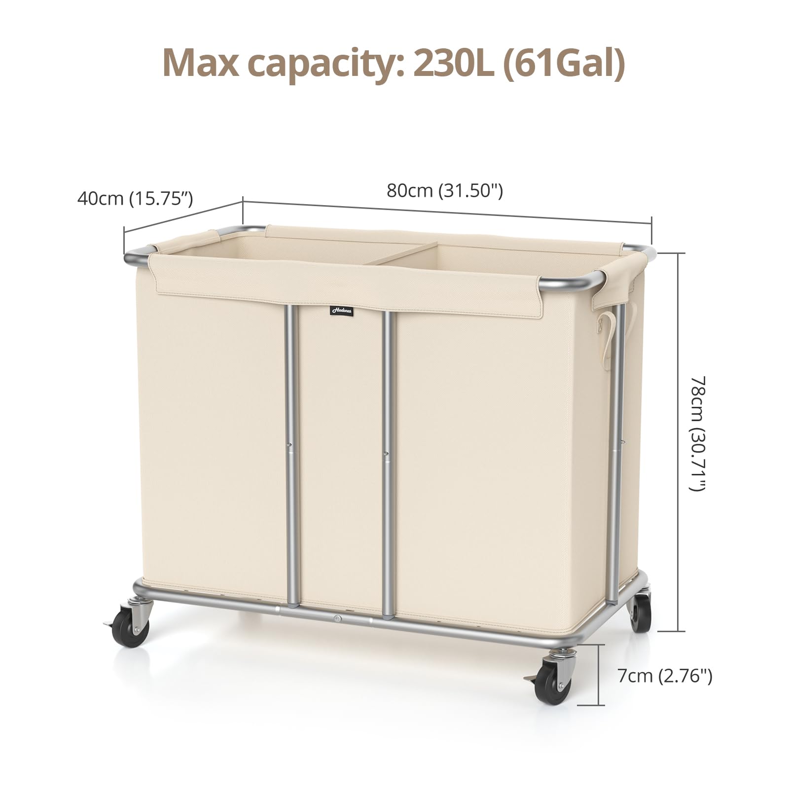 Tool-free assembly of Hodonas 230L rolling laundry hamper.