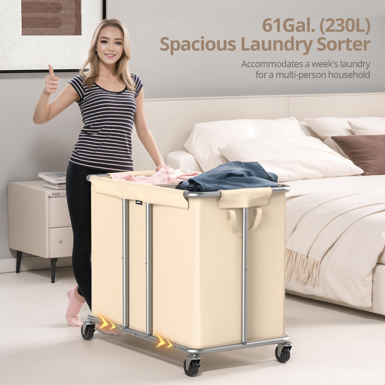 Two-compartment Hodonas 230L design separates dark and light clothing.