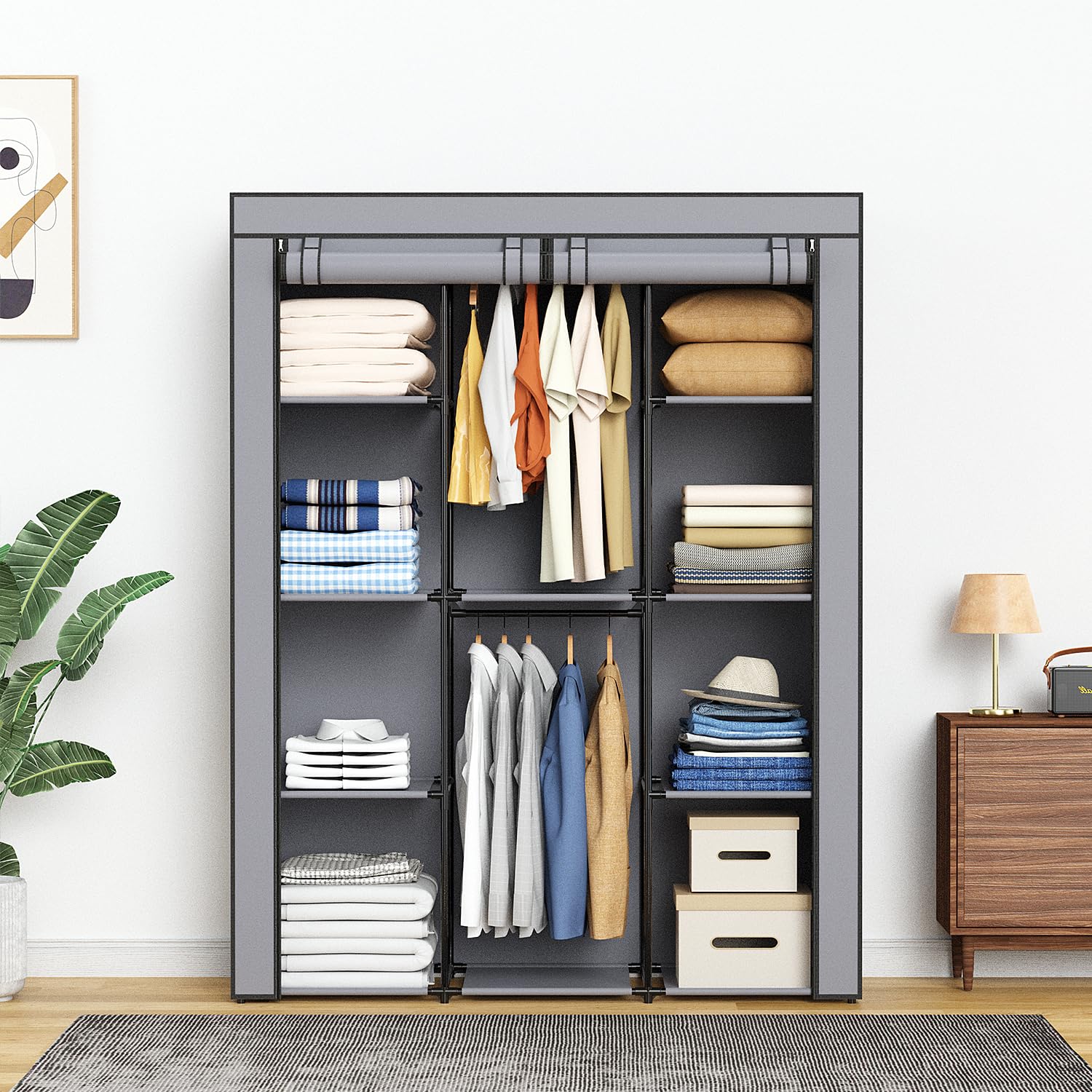 HODYANN closet with two hanging rods ideal for shirts and dresses.