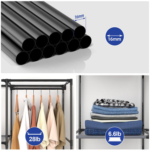 HODYANN closet with six shelves offers compact storage for small spaces.
