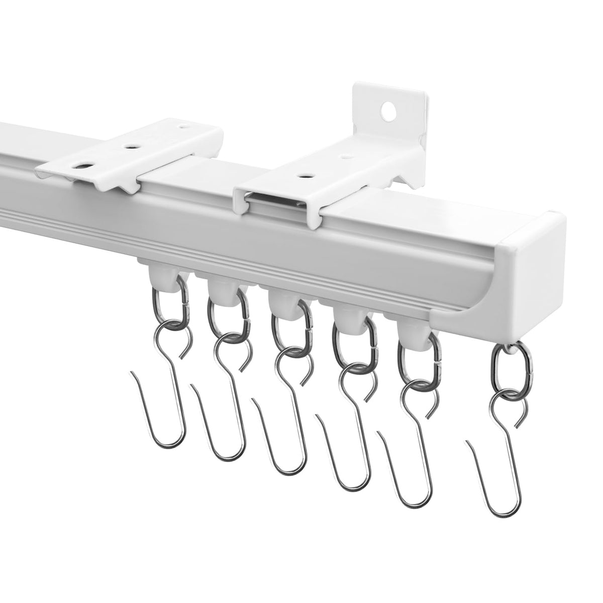 Hoeflife ceiling curtain tracks overhead view highlighting space-saving design