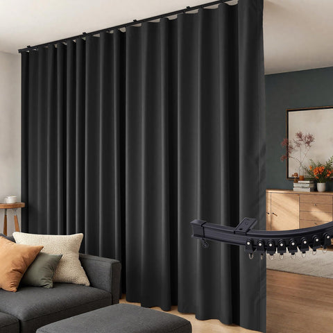 Hoeflife room-divider curtains with flexible track for seamless space separation in living areas