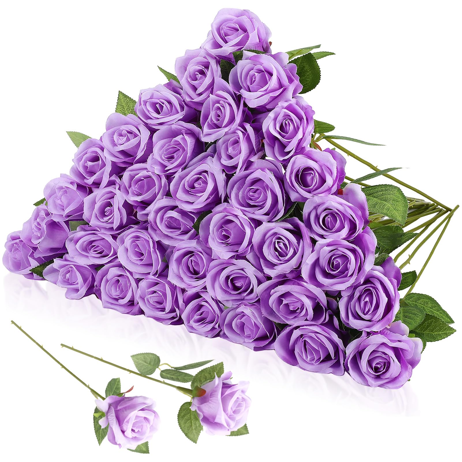 Hoemwarm 36-pcs silk purple rose bouquet with lifelike petals for elegant weddings