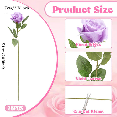 Hoemwarm long-stem artificial roses ideal for DIY wedding bouquets