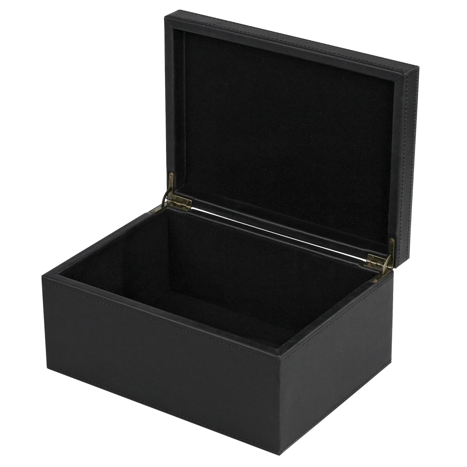 HofferRuffer faux leather decorative box with lid closed for desk organization