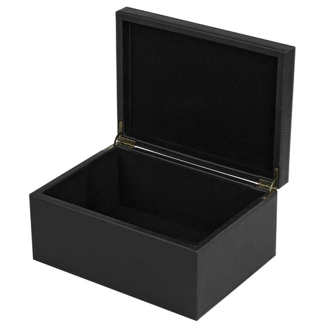 HofferRuffer faux leather decorative box with lid closed for desk organization