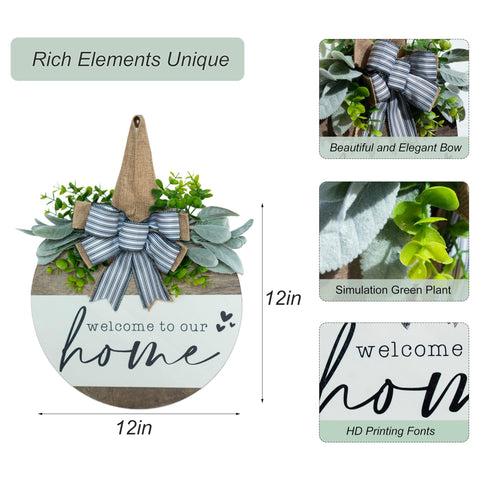 Hofir greenery and bow accents add inviting entrance charm