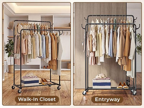 HogHow multipurpose metal rack improves closet organization.