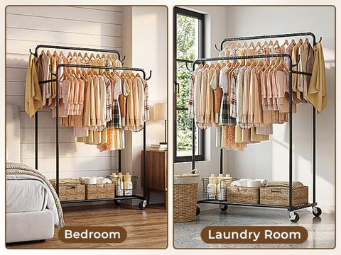 HogHow wardrobe rack ideal for dresses, pants, and jackets.