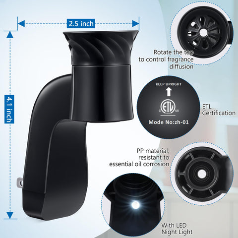 Hohean plug-in diffuser operating at 3W and 120V in black