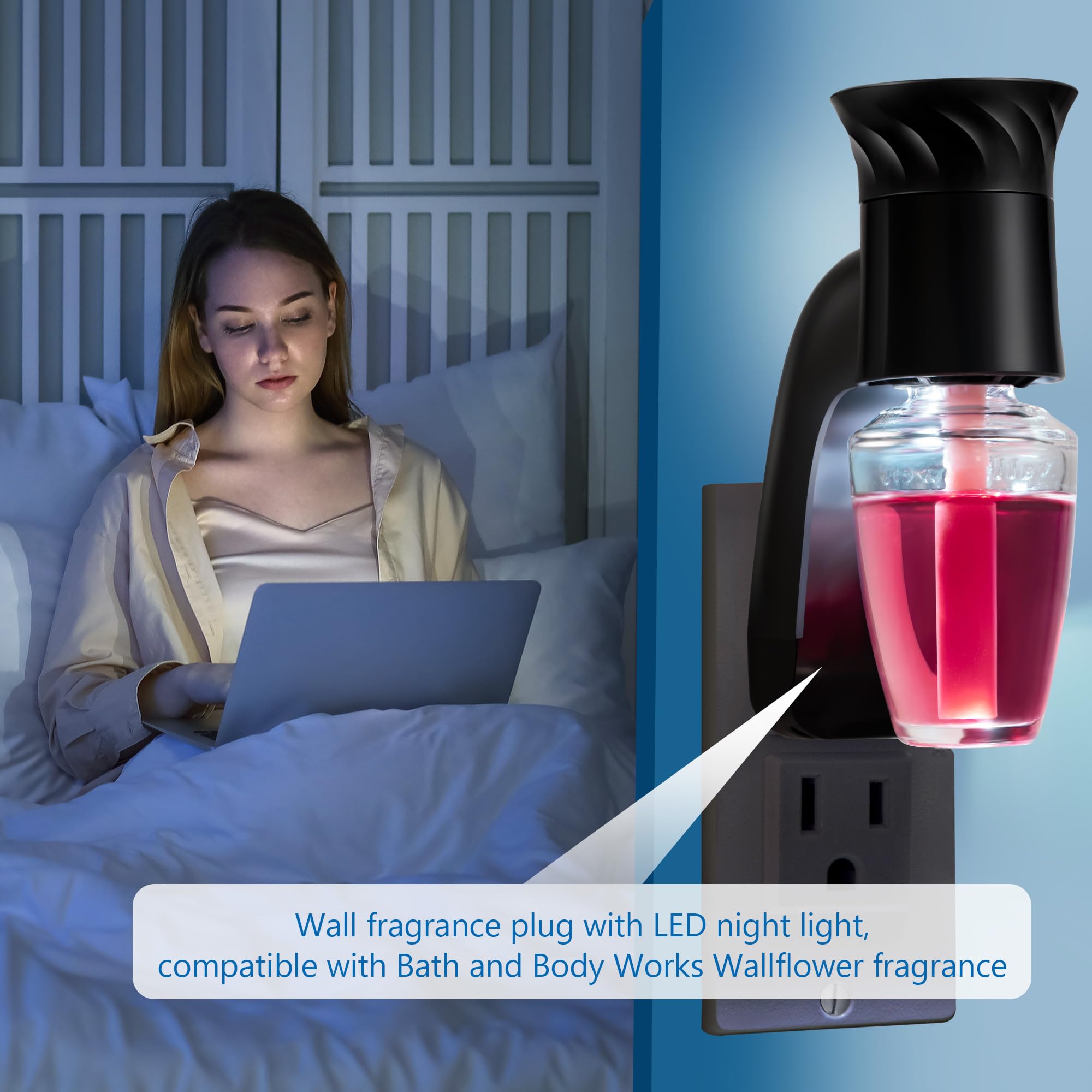 Hohean wall fragrance plug with rotatable top control for adjustable scent release