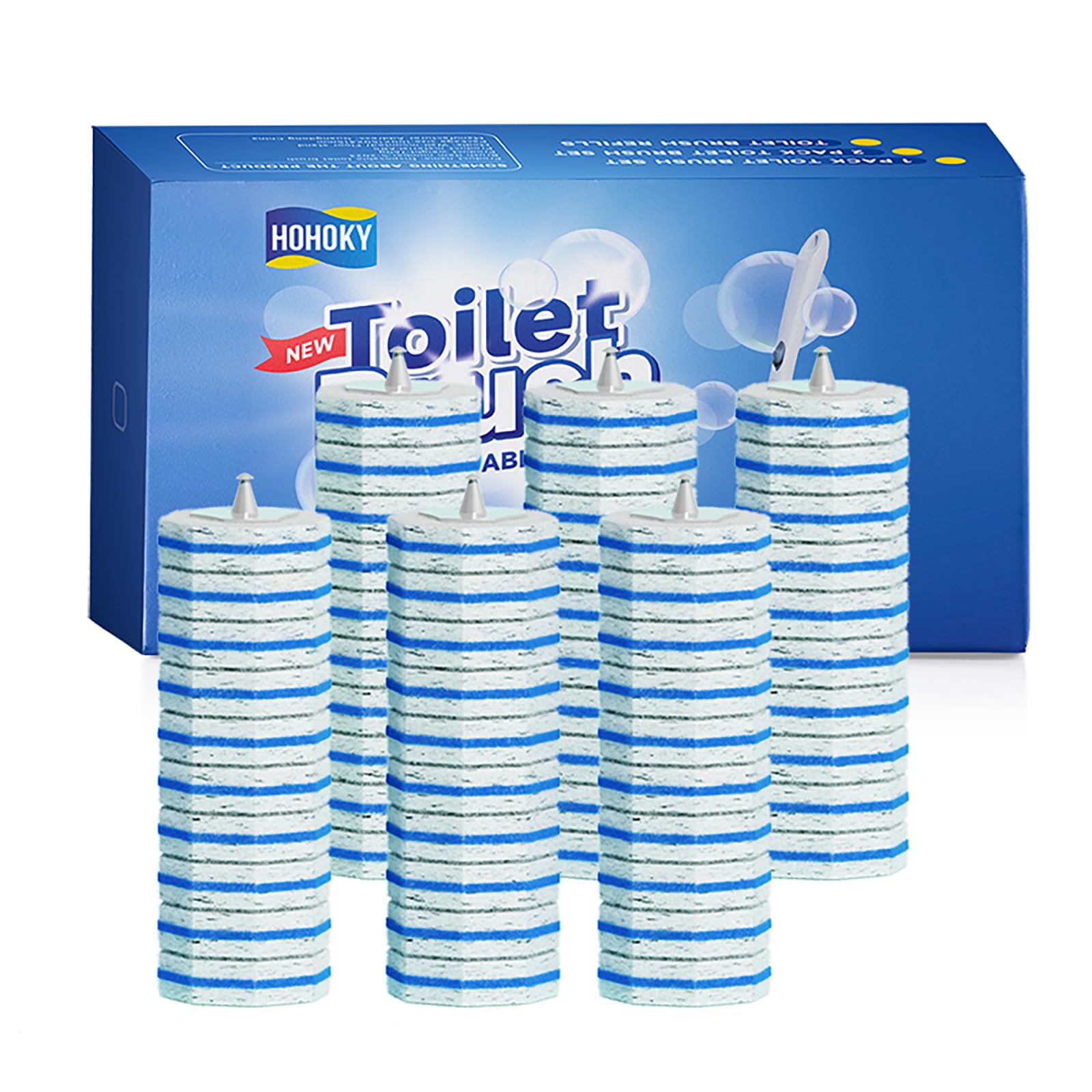 Hohoky 60pc disposable brush refills ready for quick swap and cleaner bowls.