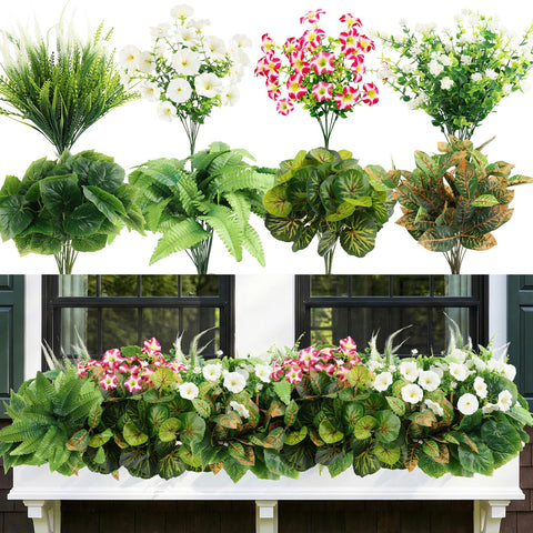 HOHOTIME 20pcs artificial plants outdoor begonia close-up for vibrant year-round color.