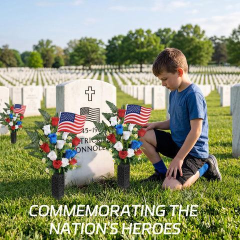HOHOTIME patriotic grave decor for Memorial Day and Veterans Day