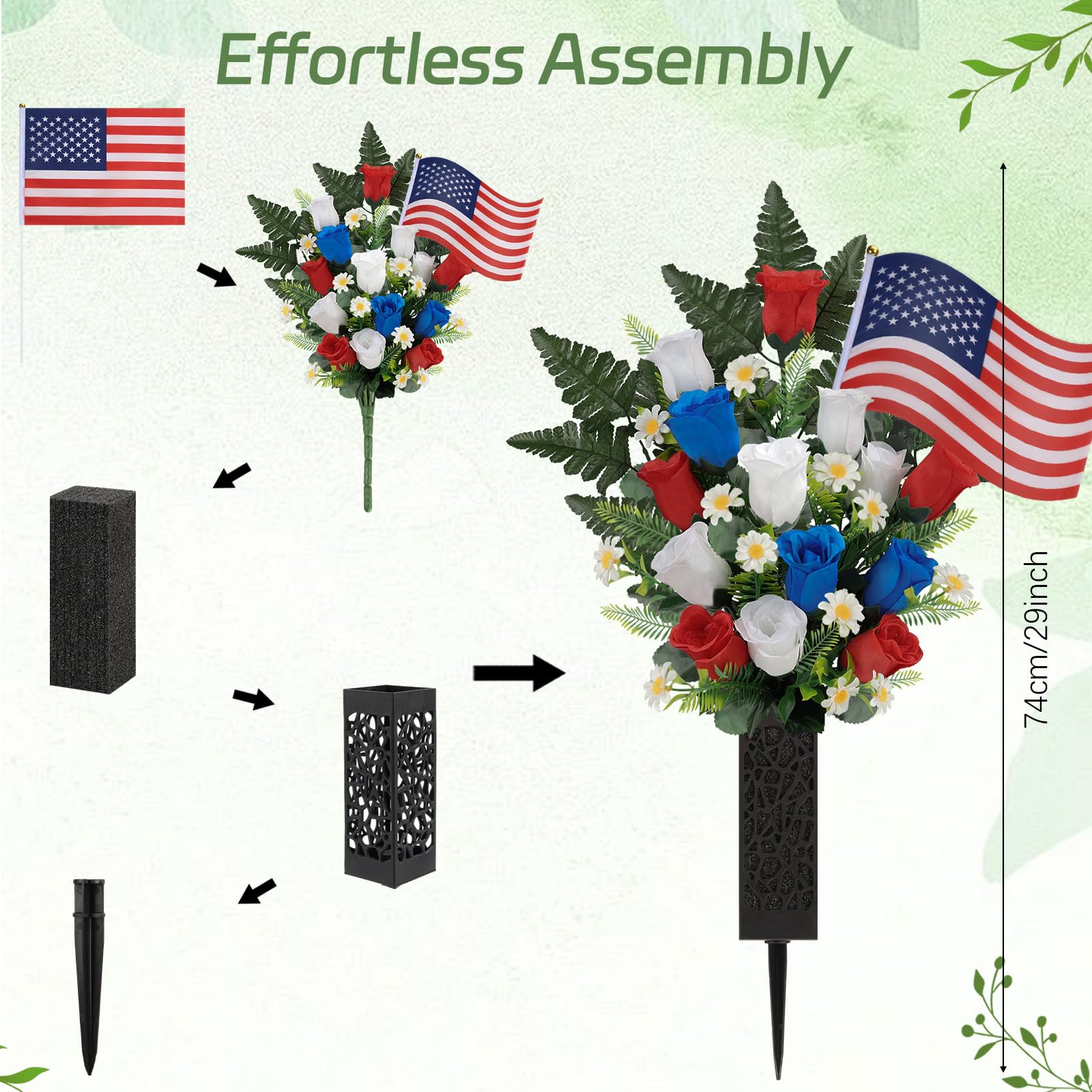 HOHOTIME 29-inch rose arrangement ideal for noticeable memorial displays