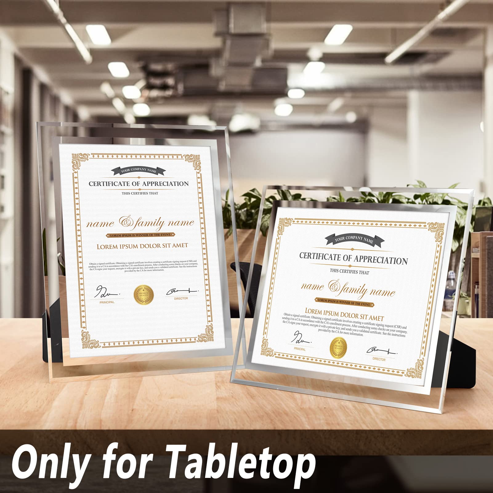 Hoikwo diploma frame side angle demonstrating slim desk-friendly profile.