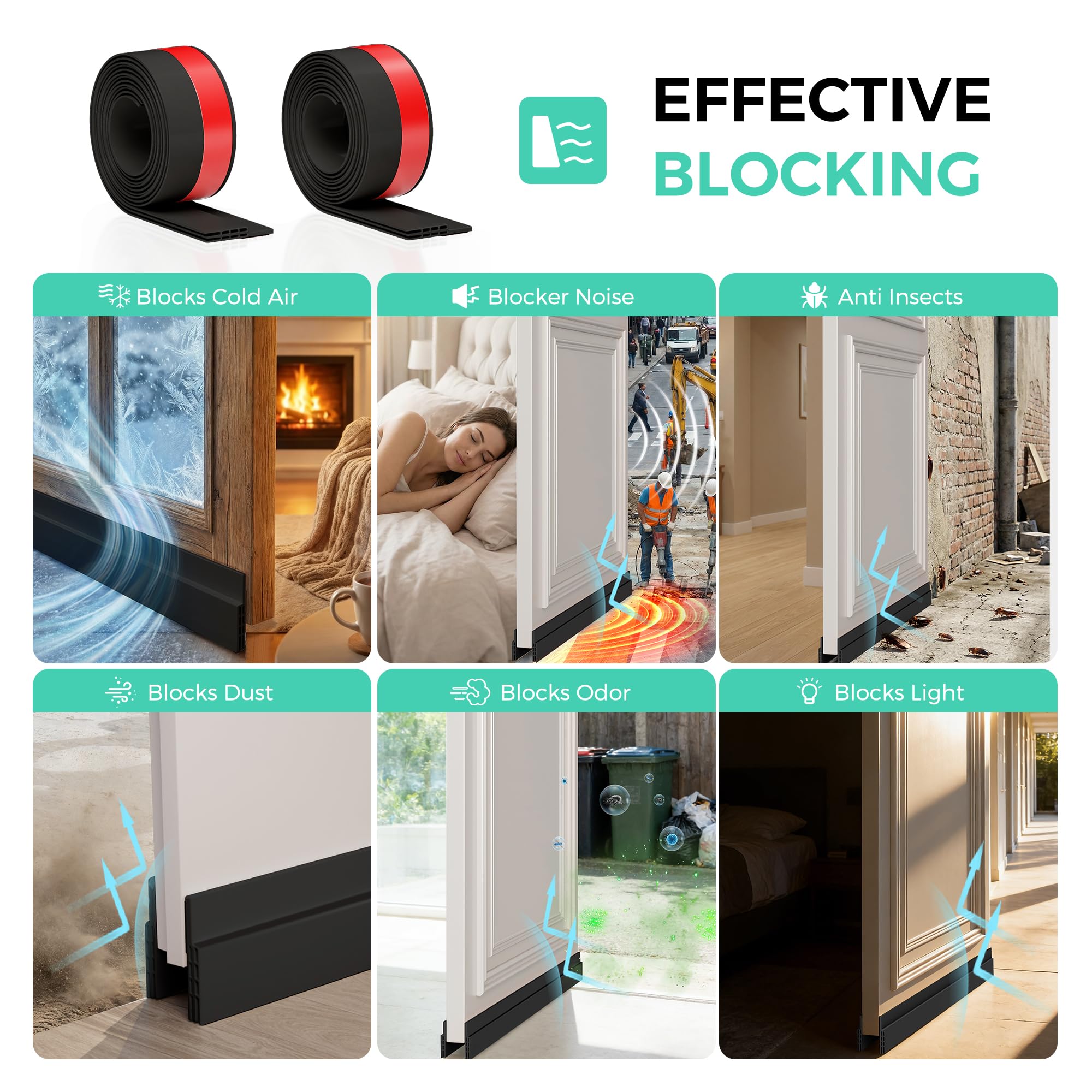Hojoy door bottom seal installation showing silicone and flexibility.