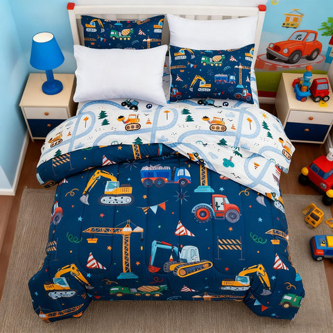 Holawakaka navy blue full-size bedding ready for kid-friendly dorm rooms.